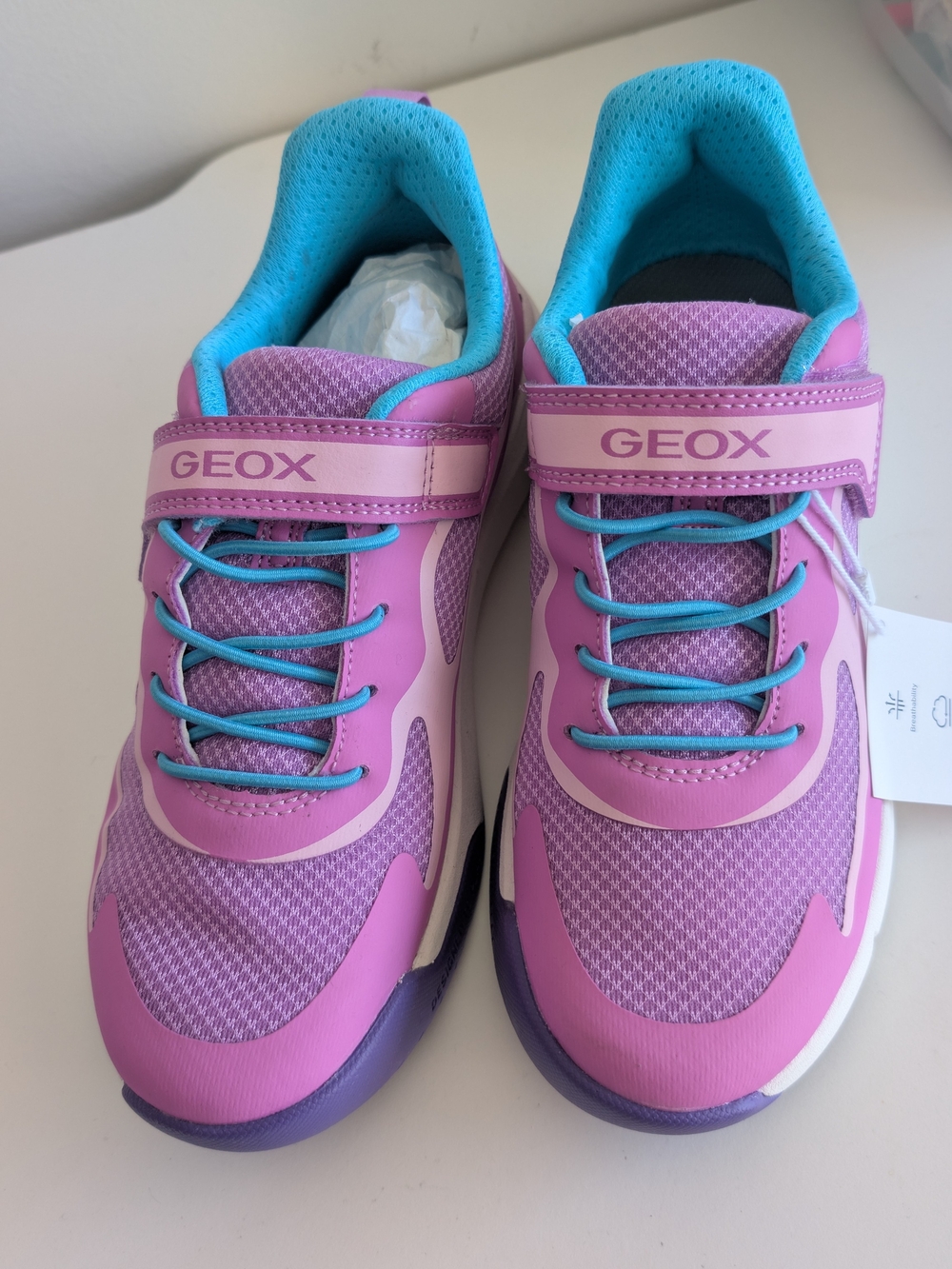 New Geox Kids Pink and Turquoise Athletic Sneakers